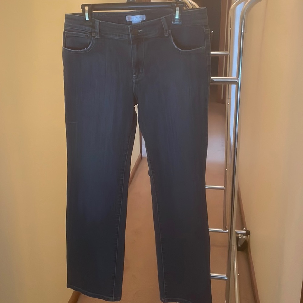 White House Black Market blue jeans with straight legs.